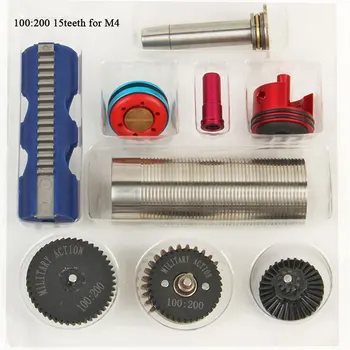

Tactifans 100:200 High Speed Gear 15 Teeth Piston Cylinder Piston Head Spring Guide Nozzle Tune-Up Set for M4/AK/G36/MP5 series