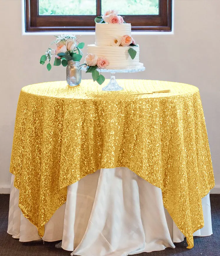 

ShinyBeauty 120cm*180cm Gold sequin Tablecloth 4ft Rectangular Embroidery Wedding Sequin Table Overlay for weddings and party-r