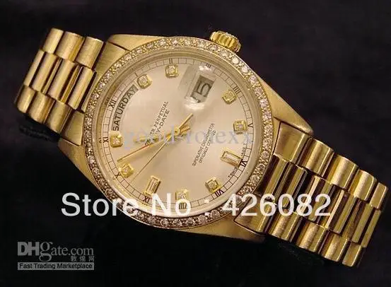 LUXURY MENS DAY DATE SOLID GOLD WATCH MEN DIVE PERPETUAL DIAMOND BEZEL SPORTS PRESIDENT WATCHES | Наручные часы