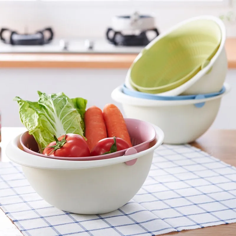 

Fruit Vegetable Drain Basket Double Layer Clean Filter Trash Washing Utensils Multi-functional Kitchen Accessories