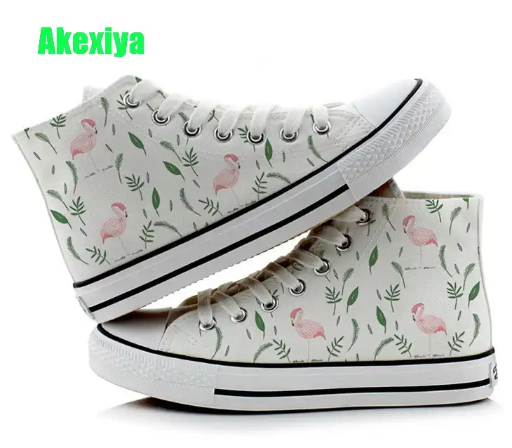 printed white sneakers