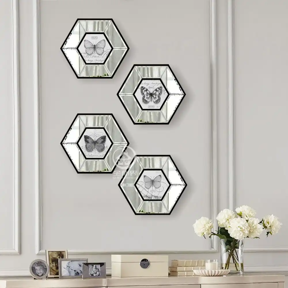 Metal wall sculpture decorative circle mirrored Lg Op wall Art mushroom