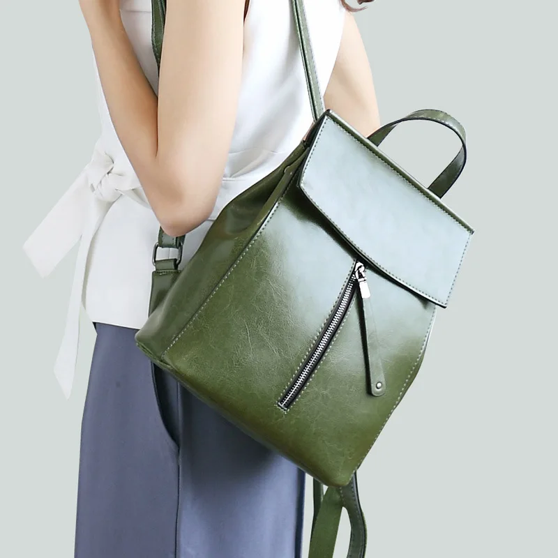 

Epiphqny Brand Women Simple Daypack Oil Wax Skin Fashion Luxury esigner Minimalist Cow Split Leather Backpack Purse Female