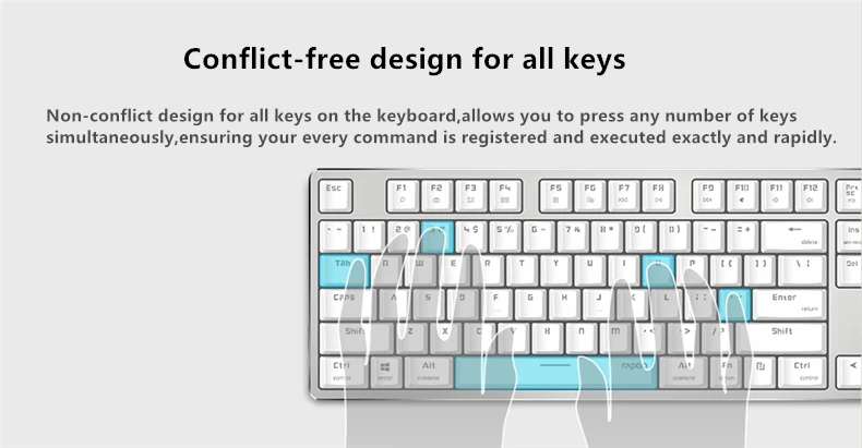Новая Механическая игровая клавиатура Rapoo с подсветкой для офиса, для Windows и Mac OS, двойная система
