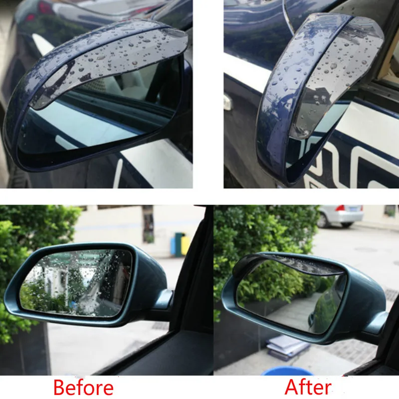 PAIR of Universal Tint Black Side Mirror Rain Snow Guard Sun Visors for Hyundai