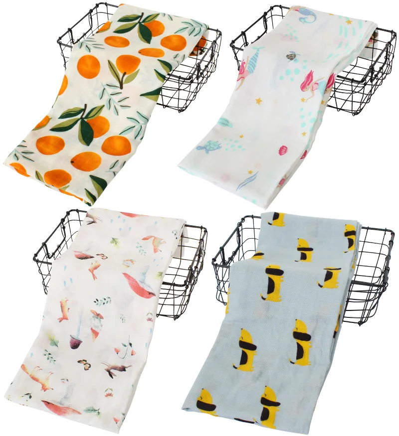 Набор из 2 предметов, бамбуковые хлопковые муслиновые пеленки для малышей, 120x120 см, одеяла для новорожденных, многофункциональные детские марлевые банные полотенца