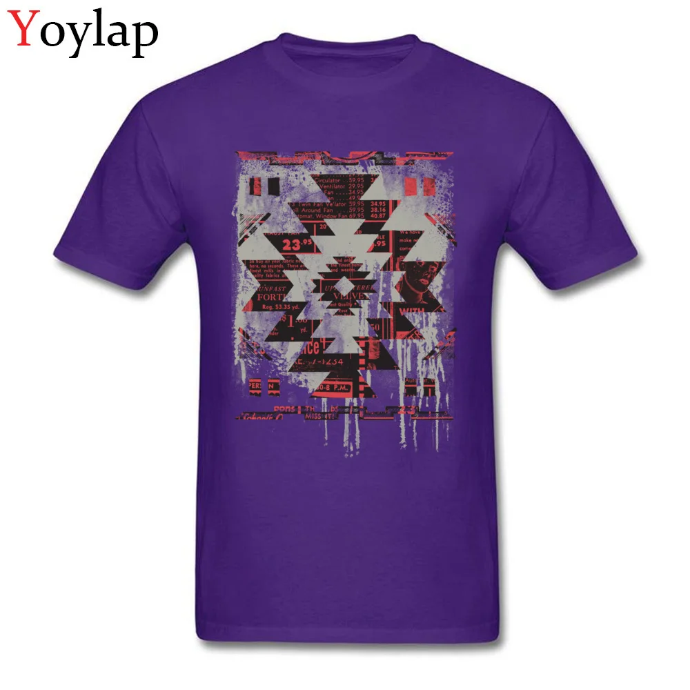 2017 Popular Design Tops Shirts Short Sleeve for Men 100% Cotton Summer Autumn O-Neck T Shirt Printed Tee-Shirt Aztec Modern purple