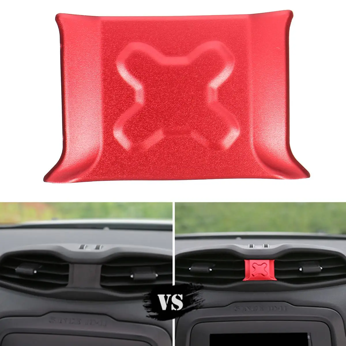 

Aluminum Red Inner Central Air Outlet Vent Cover Trim For Jeep/Renegade 2015 2016