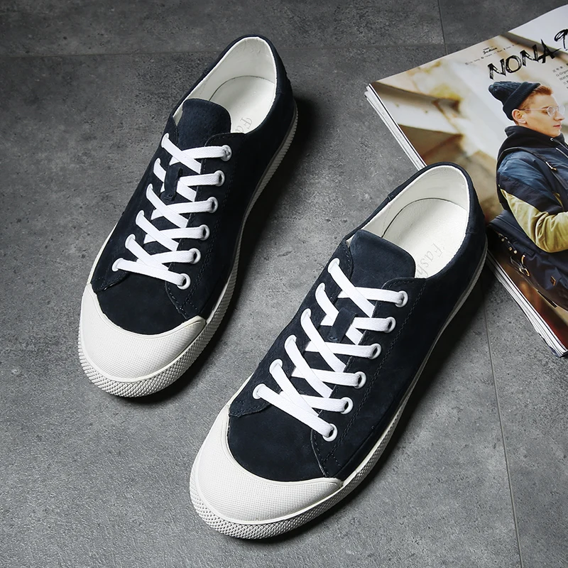 Brand Sneakers Genuine Leather Men Casual Shoes Slip on Breathable Soft Autumn Flats Shoes Simple Style Fashion