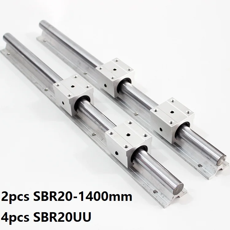 New 2pcs SBR20-1100mm Linear rail rod support 4pcs SBR20UU Bearing Block Slide 