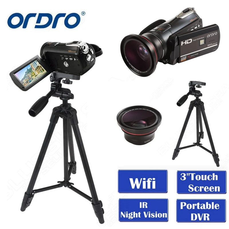 

ORDRO HDV-D395 Portable Camcorders Night Vision Full HD 1080P 18X 3.0" Touch Screen Digital Video Camera Recorder DV Wifi