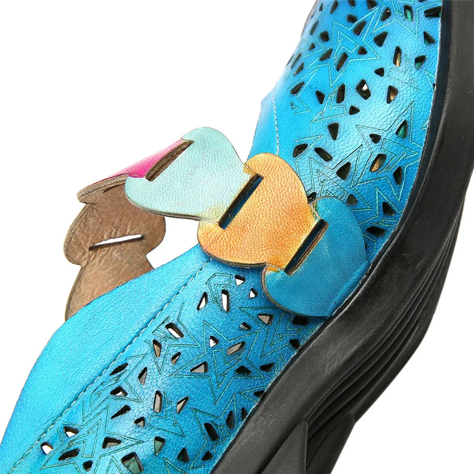 Retro Handmade Pumps Women Shoes 2019 Summer Genuine Leather Lady Shoes Mixed Colors Mid Heel Mary Jane Shoes Woman Plus Size 42 (3)