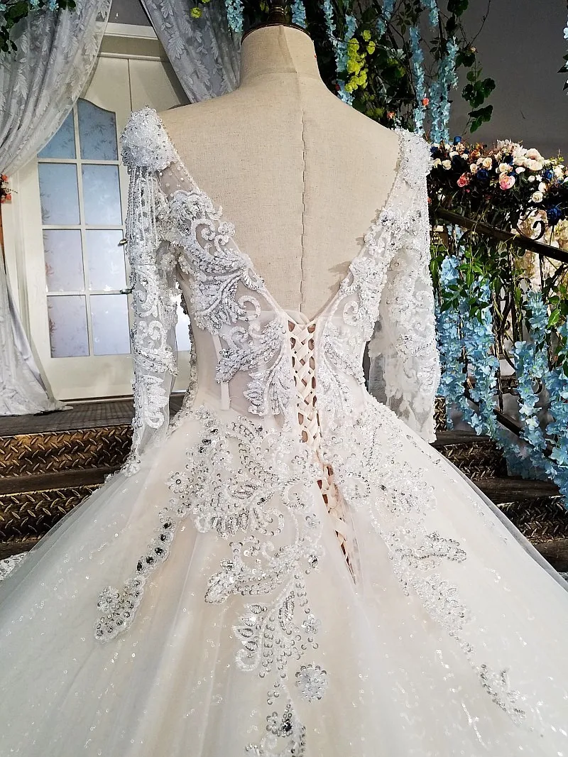 2018 Vestido De Noiva новые жемчужные расшитые блестками Элитные Свадебные платья без