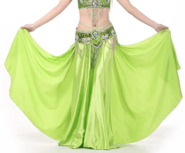 Сексуальный костюм для танца живота юбка Святой 2 сторона юбка-макси платье 14 цветов - Цвет: light green
