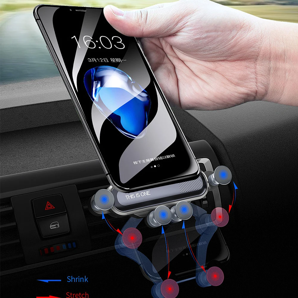 

Universal 360 Place The Phone Adjustable Car GPS Holder Gravity Sensor Automatic clamping the Phone Air Vent Car Phone Holder
