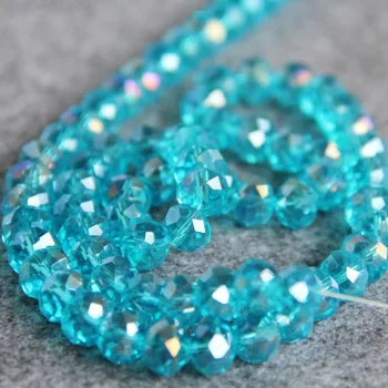 

8x10mm New For Necklace Faceted Sky Blue AB+ Colorful Glass Crystal Beads Stone Beads Loose DIY Girl Jewelry Making Design 50pcs