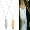Fashion Simple Gold Color Meter Feather Pendant Necklace for Women Leaf Shaped Female Long Sweater Chain Girls Jewelry Gifts ► Photo 1/4