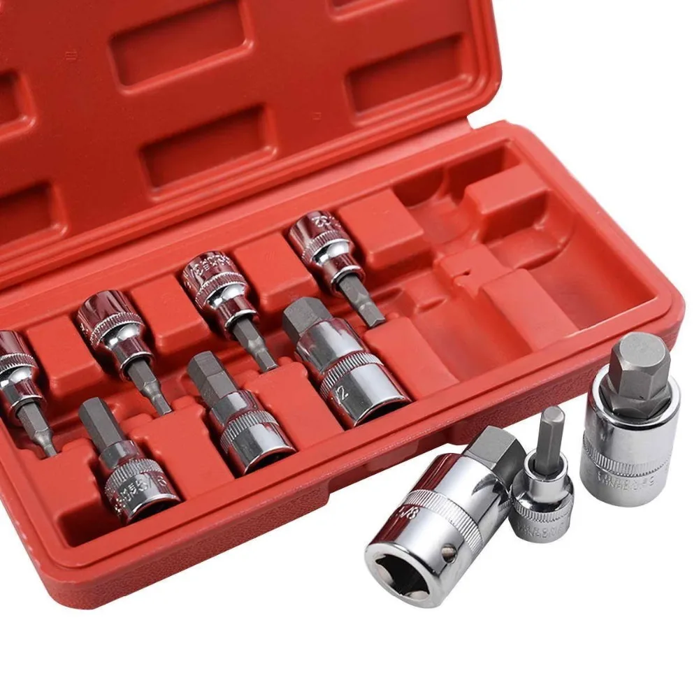 10pc SAE 3//8/" /& 1//2/" DRIVE Goutte Forgé Clé Hexagonale Allen Head Socket Bit Set