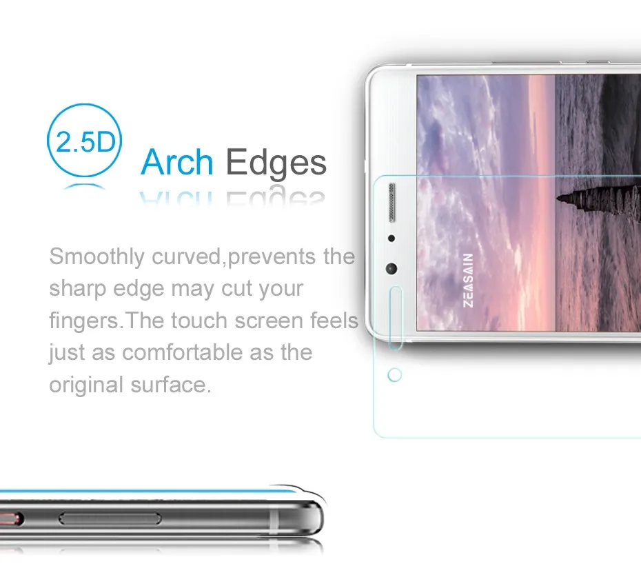 [2 Pack]Original ZEASAIN Screen Protector For Huawei P9 lite G9 P9lite Tempered Glass Film 2.5D 0.3mm HD Clear Protective Film (1)