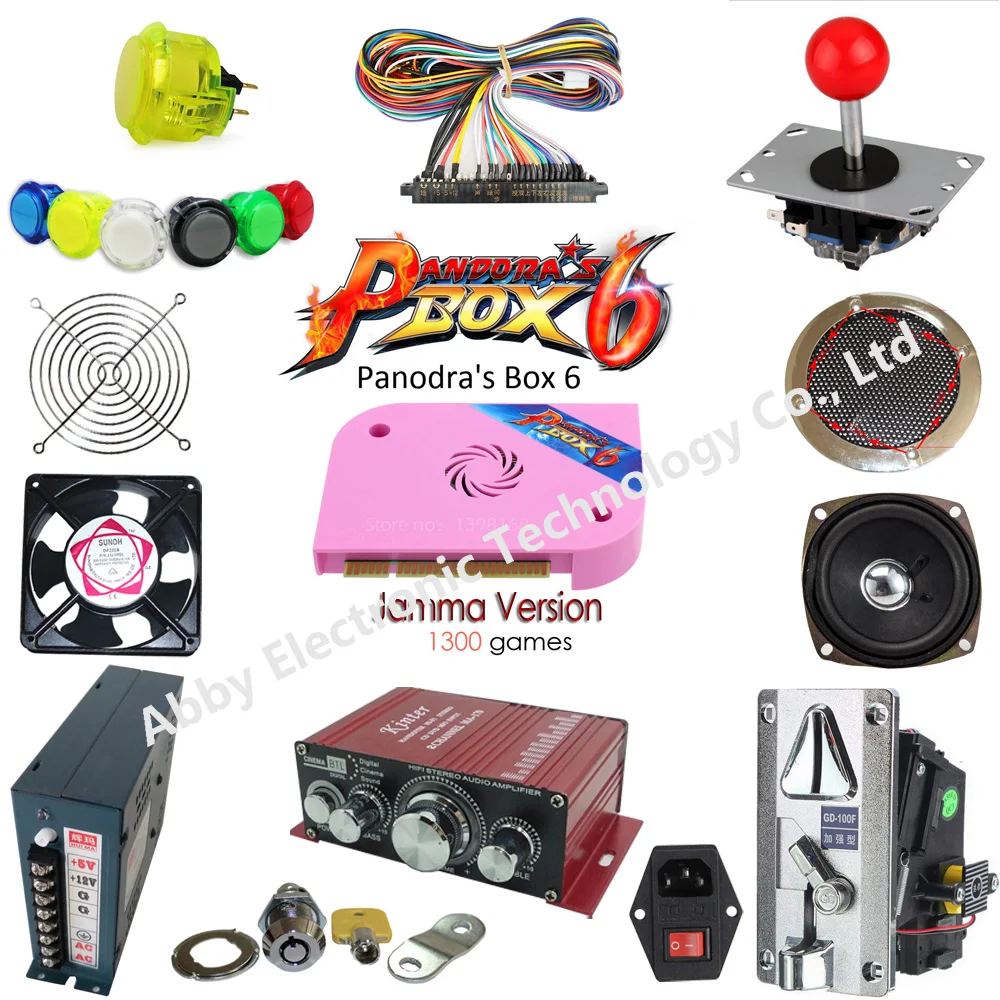 

2 Player Arcade Mame Joystick + Happ Button And Original Pandora Box 6, 1300 in 1 DIY Kit for Arcade Game Machine