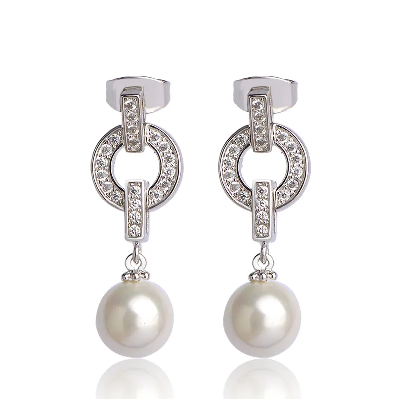 

Elegant Real Zircon Drop Earrings Gold Pearl Dangle Earring Temperament Wedding Bridal Copper Earring Pendientes Mujer brincos