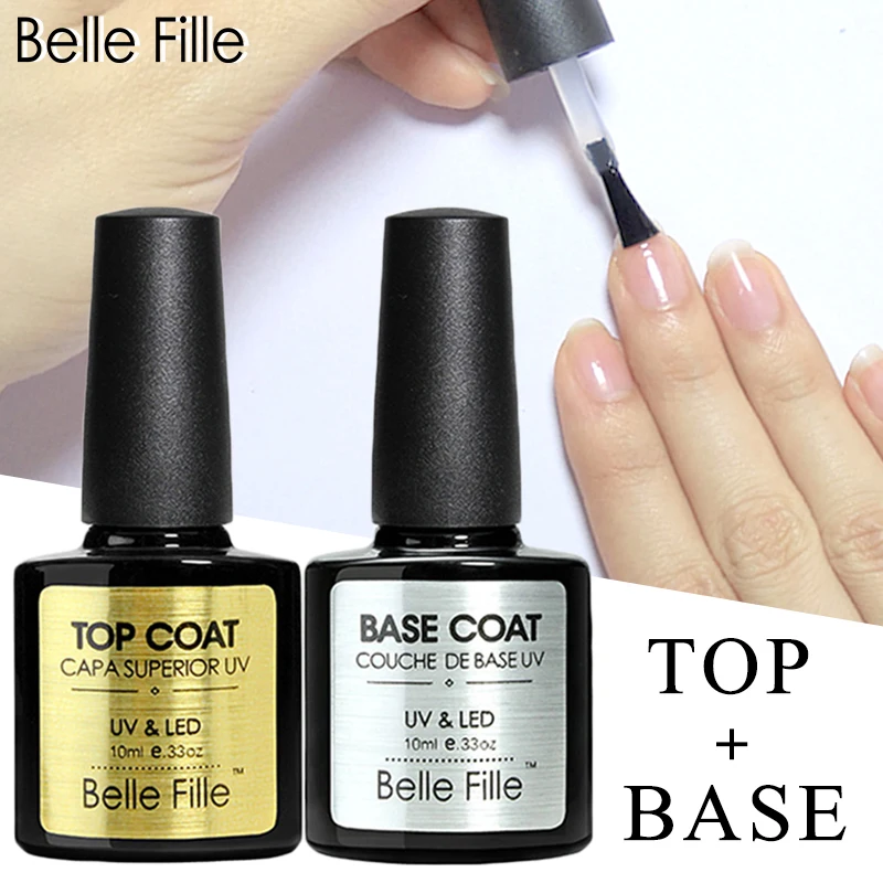 Belle Fille Base et Top Coat Gel Vernis À Ongles UV 10 ml Transparent