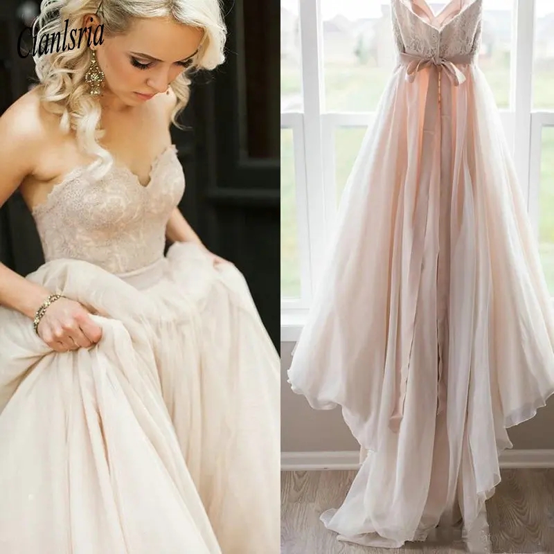 Розовые кружевные свадебные платья с открытой спиной богемные Robe de Mariage