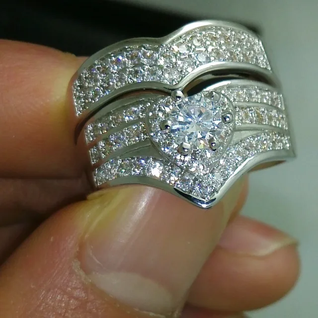 Diamonique wedding ring sets