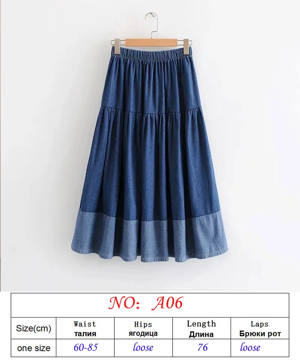 Лето осень модные женские юбки винтажная джинсовая юбка с натуральной талией плиссированная миди юбка Женская Повседневная металлическая кнопка юбки - Цвет: dark blue A06