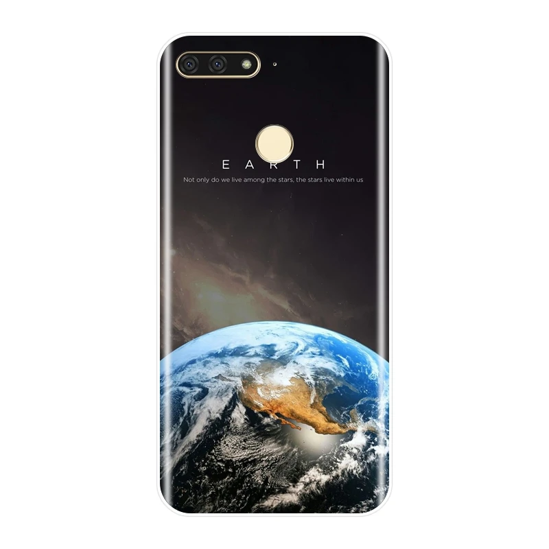 Чехол для телефона Space Earth Blue huawei Y5 Y6 Y7 Prime 2017 2018 Y9 2019 Мягкая силиконовая задняя