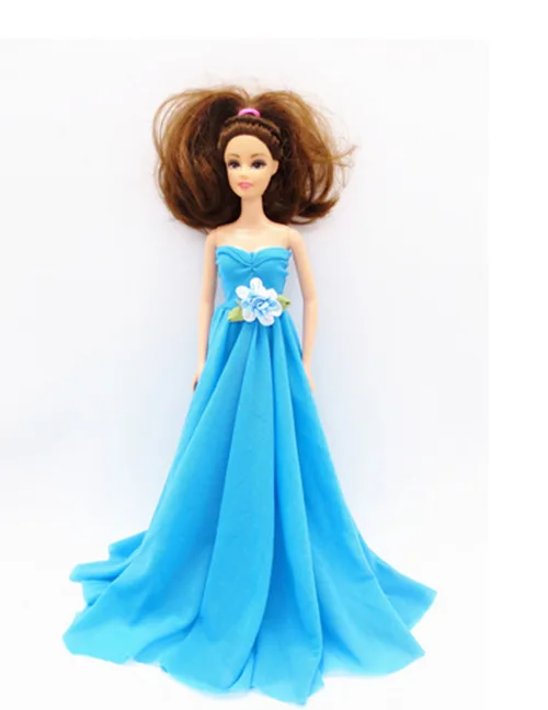 Free shipping blue color evening wedding dress party dress for barbie doll/z94-in Dolls ...