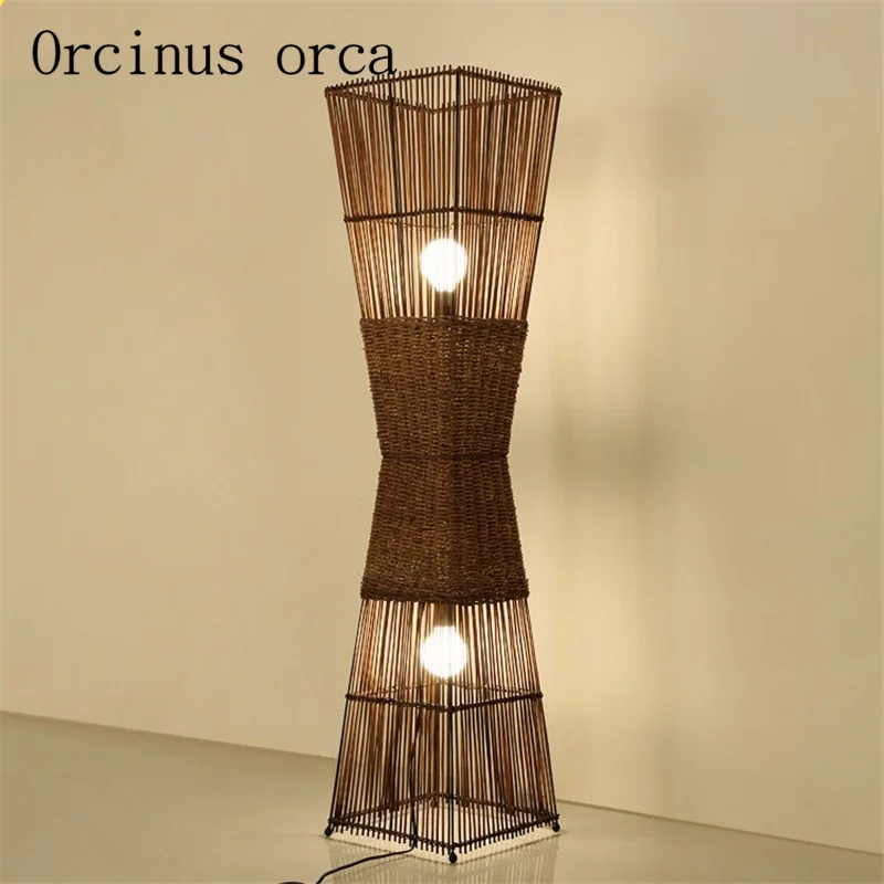 Southeast simple Chinese floor lamp hotel room modern bedroom lamp creative bamboo floor lamp free shipping