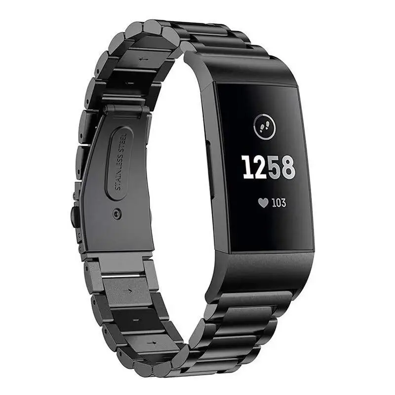

CHENGXI Compatible for Fitbit Charge 3 and Charge3 SE Bands,Stainless Steel Metal Replacement Bracelet for fitbit charge 3 bands
