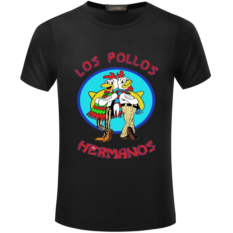Забавная футболка с принтом «LOS POLLOS Chicken», летняя футболка с круглым вырезом и коротким рукавом для мужчин S5MC39