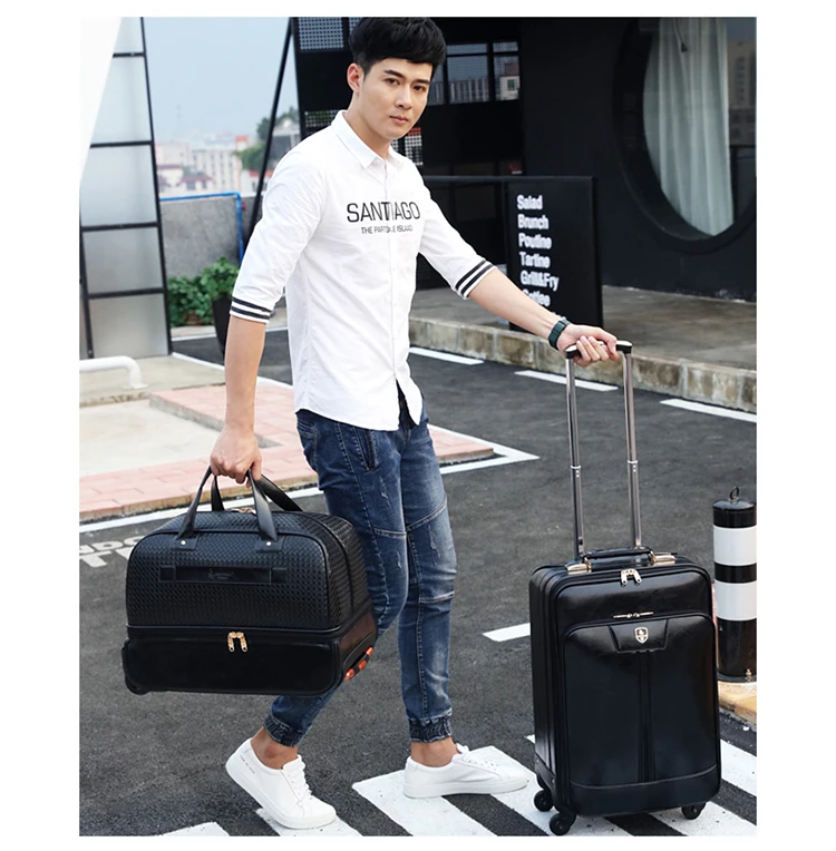 LeTrend черный прокатки Спиннер для багажа для мужчин большой ёмкость дорожная сумка чемоданы колеса 20 дюймов Carry On женщин's сумки