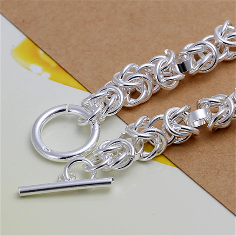 New Trendy Geometry 925 Silver Col Bracelets For Women Wedding Party Jewelry Simple Fashion Girl Lady Bracelet Christmas Jewelry