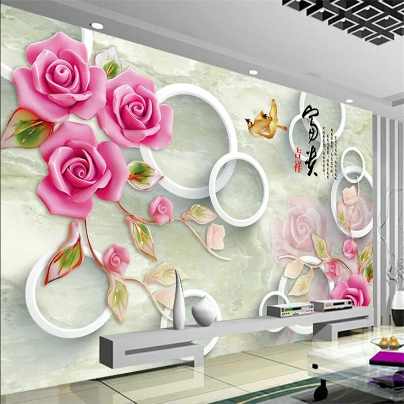wellyu Custom wallpaper 3D murals papel de parede embossed rose flower TV background wall living room bedroom pattern | Обустройство