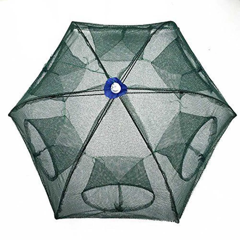 

6 Holes Foldable Fishing Mesh Nylon Crab Shrimp Net Trap Cast Dip Cage Fishing Bait For Fish Minnow Crawfish ALS88