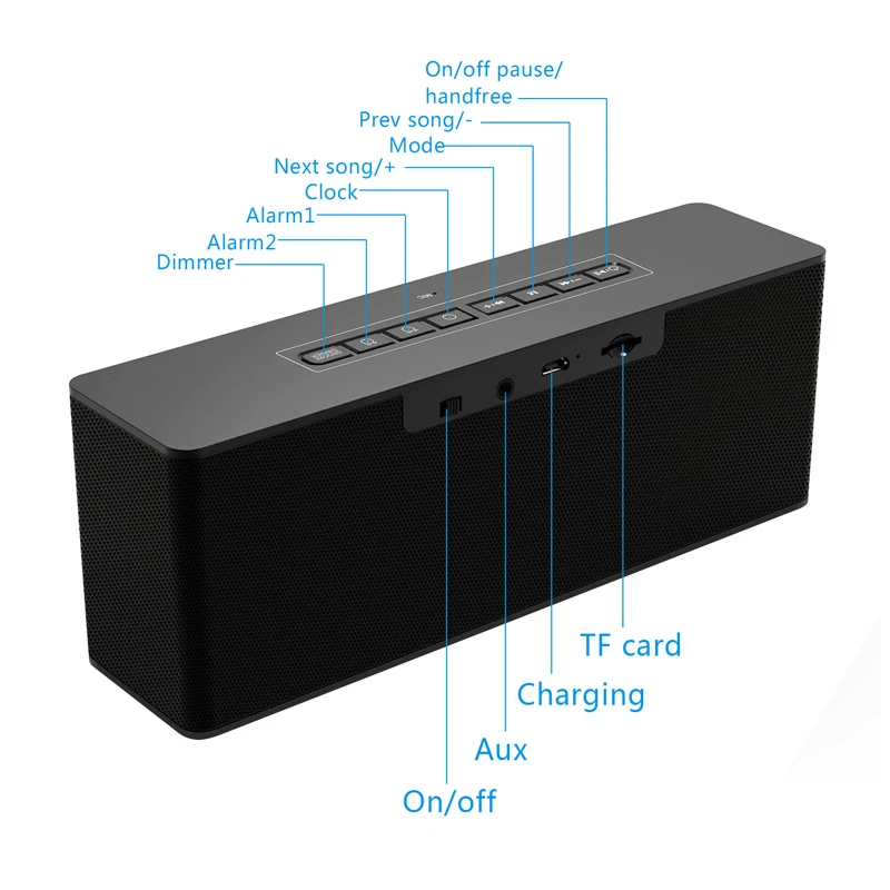 Портативный аудио беспроводной Bluetooth динамик зеркальный дисплей сабвуфер Gbl