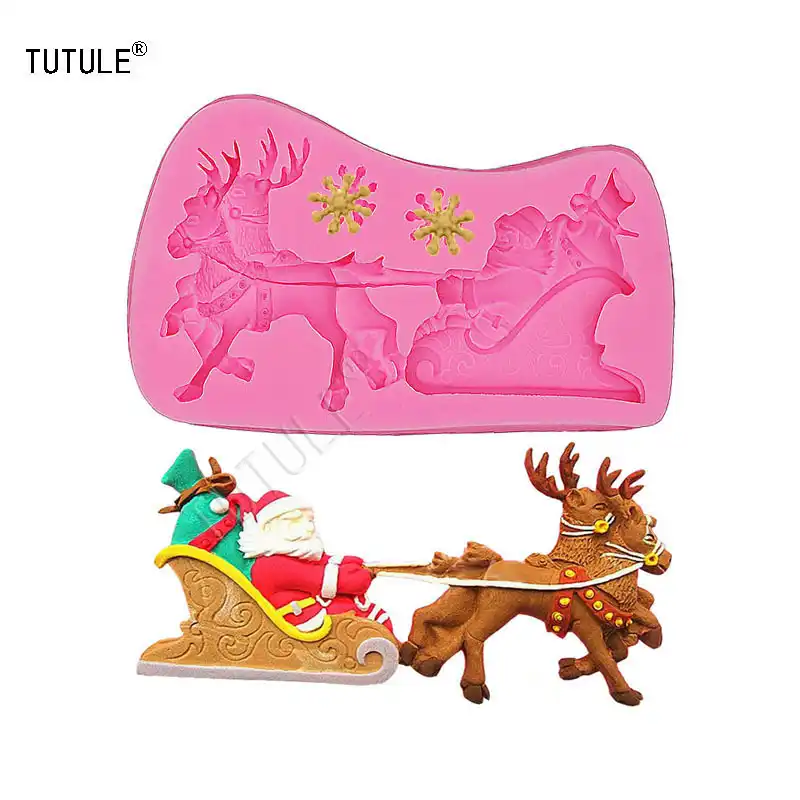 ガジェットの購入からオリジナルメーカー サンタクローストナカイそりスノーフレークフォンダンケーキ石鹸チョコレート台所ベーキング金型 Cake Molds Aliexpress