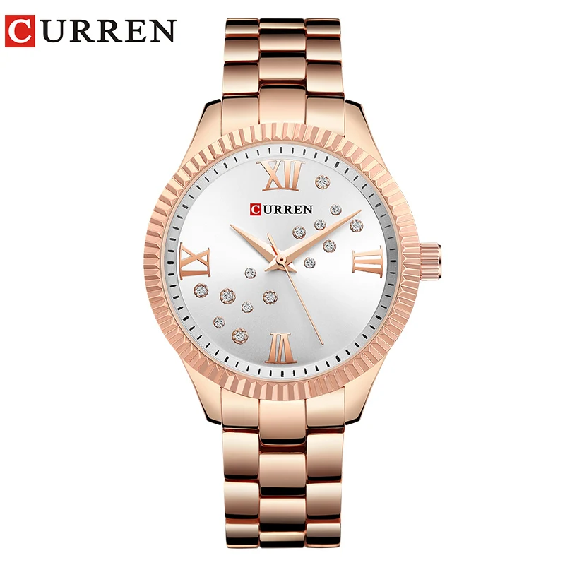 CURREN новые женские часы Роскошные Relogio Feminino RoseGold циферблат модные Montre Femme женские часы женские наручные часы - Цвет: rose white