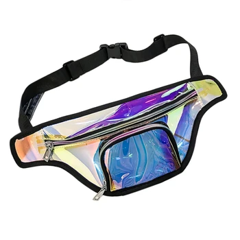 

New Punk Lady Girl Rainbow Pvc Transparent Fanny Pack Women Bum Bag Belt Bag