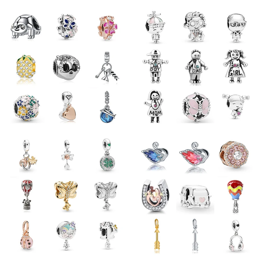 

free shipping alloy plated family love Butterfly swan charms fit Original Pandora Bead Bracelet For Women Charm DIY