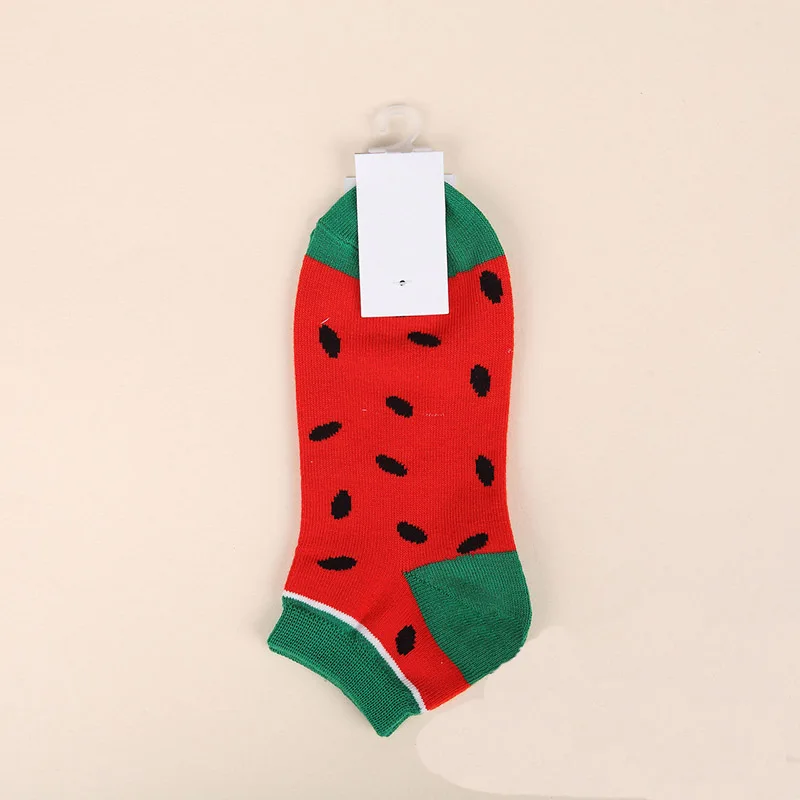 [WPLOIKJD] Индивидуальные модные удобные носки с фруктами Женские повседневные короткие носки с фруктами, арбузом, клубникой, вишней - Цвет: Red Socks