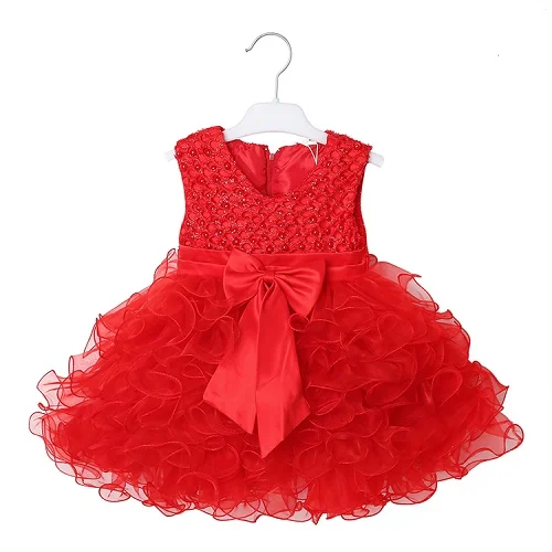 JQ-1134 новорожденных 1 год рождения платье Детская одежда Кружева крещение бальное платье бусы украшения события вечерние платье для маленьких девочек - Цвет: As photo