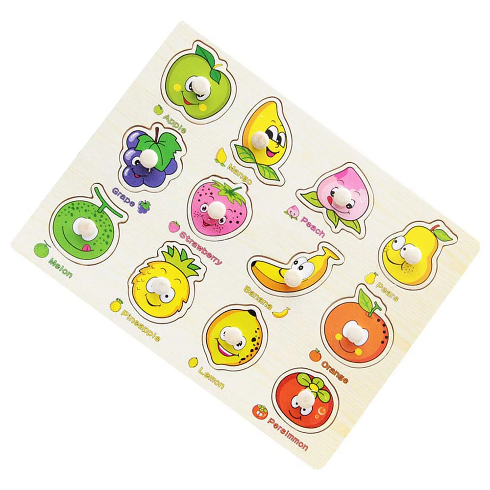 

Wooden Fruit Puzzle Kids Learning Hand Grab Board Toys For Child Cartoon Animal Jigsaw Kids Baby Early Educational Learning Toy