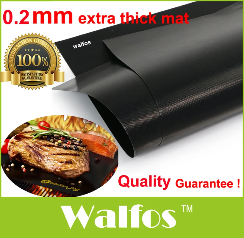 WALFOS teflon Extra thick heat resistant teflon BBQ Grill Mat non stick barbecue grilling sheet