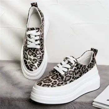

Creeper Shoes Women Sneakers Cow Leather Wedges Platform Evening Pumps Lace Up High Heel Tennis Shoes Low Top Round Toe Trainers