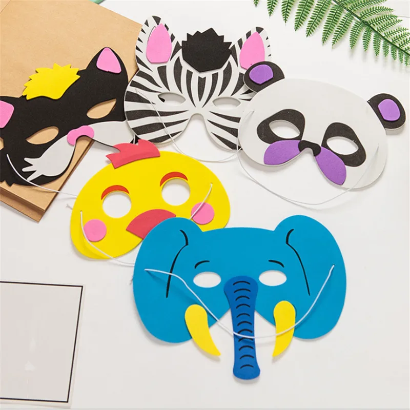 5pc Baby Shower Party Animals Mask EVA Foam Animal Masks Jungle Party
