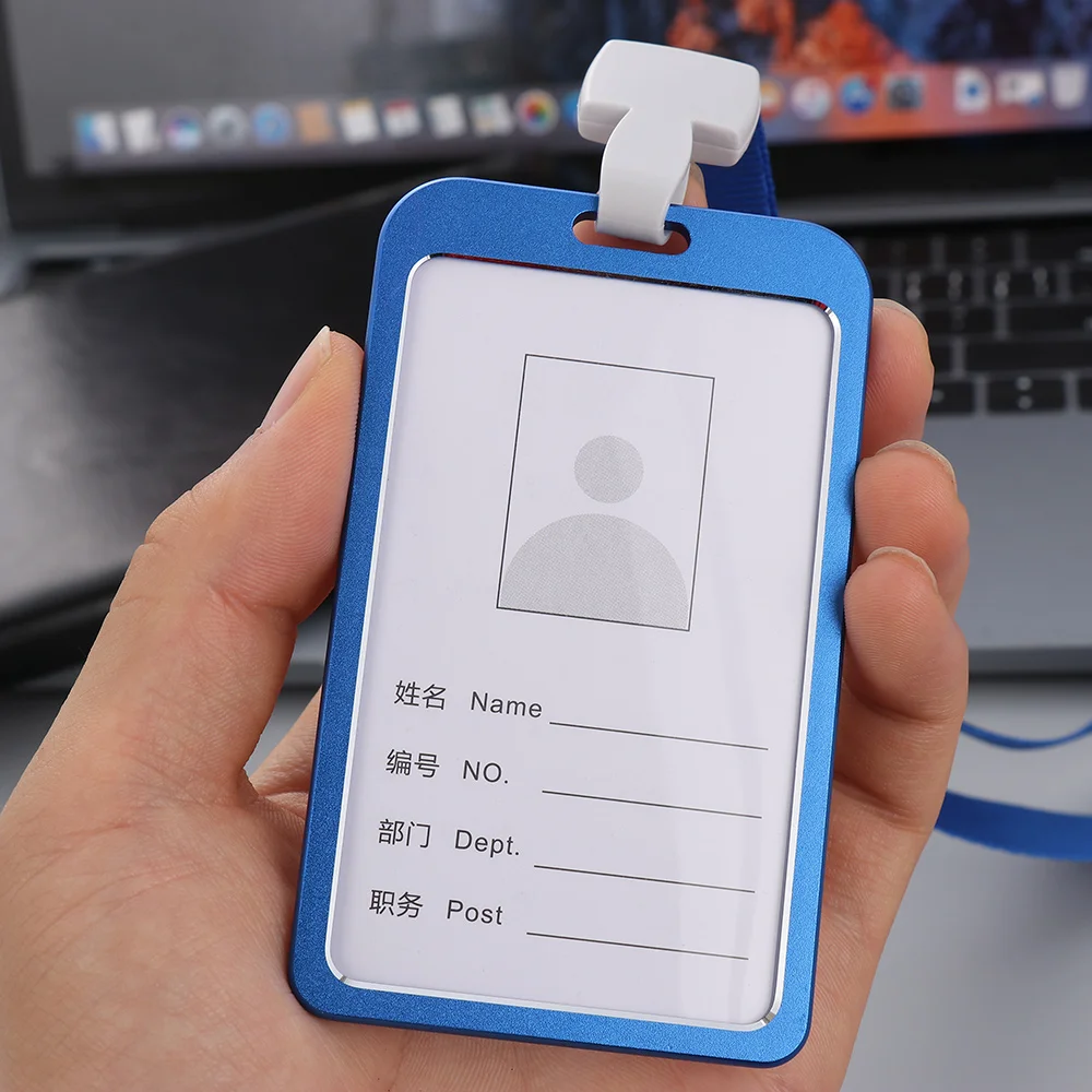 

1PC Aluminium Alloy Card Holder Work Card Holders With Rope Employee Name ID Card Cover Metal Work Certificate Identity Badge